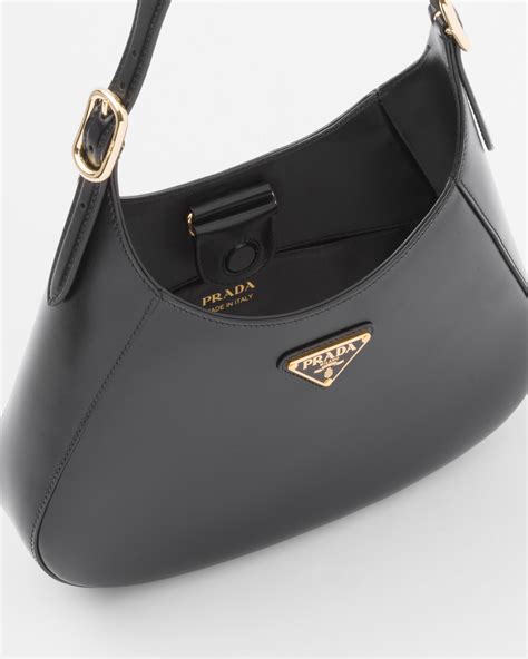 prada schouder tas|Black Medium Leather Shoulder Bag .